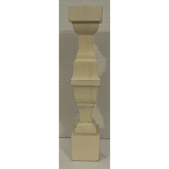 Vintage‎ Wooden Square Taper Candleholder Cream Distressed 9”H x 1 3/4” - Picture 1 of 6